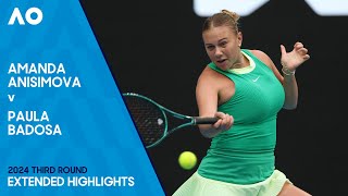 Amanda Anisimova v Paula Badosa Extended Highlights | Australian Open 2024 Third Round