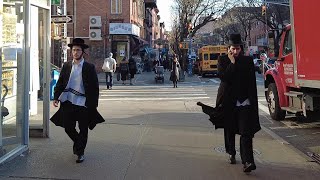 Walking Hasidic Jewish Community of Williamsburg, Brooklyn during Hanukkah 2020