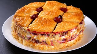 FABULOUS CAKE with incredible filling! An easy recipe with simple ingredients! 🍒🍒🍒