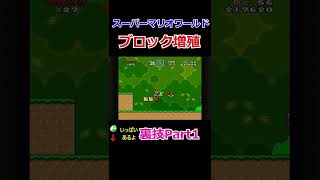 【スーパーマリオワールド】[裏技1]  甲羅を増やしたいブロックの真横で、ジャンプと同時に上に投げます。コツ必要！