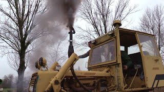 Old Fiat-Allis AD7 C dozer - First cold start up, tree removal, POV on board