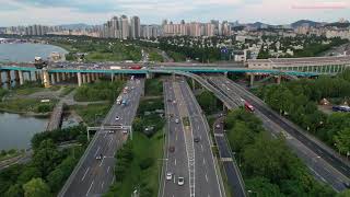 맑은날 서울의 동작대교 / Dongjak Bridge - 노을카페, 국립현충원, 여의도 강변북로, 올림픽대로 - 우리나라의 모든길 8K로드무비 - 대한민국영상소스