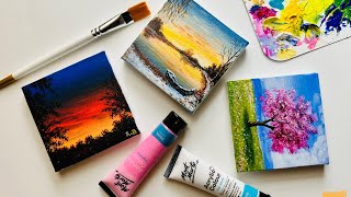 3 Acrylic Paintings for Beginners / 3 Mini canvas Paintings