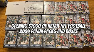 Opening $1000 of retail NFL Football 2024 Panini Packs and Boxes