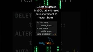 Delete all data in MySQL table & reset auto-increment #shorts #mysql #database #code #coding #webdev