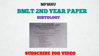 Bmlt 2nd year Histology paper mpmsu,