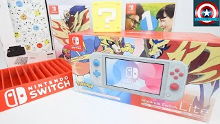 Nintendo Switch Lite Zacian & Zamazenta Pokemon Edition Unboxing With Accessorie