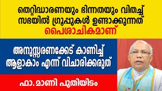 ഭിന്നത വിതച്ച് സഭയിൽ ഗ്രൂപ്പുകൾ ഉണ്ടാക്കുന്നത് പൈശാചികമാണ് | ഫാ.മാണി പുതിയിടം