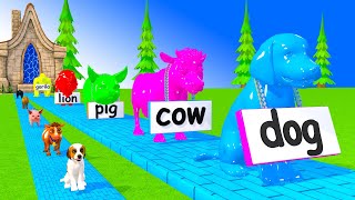 Paint Animals Dog,Cow,Pig,Lion,Gorila,Elephant Fountain Crossing Animal Game Ne