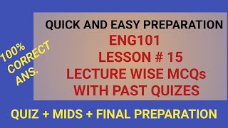 ENG101 LECTURE 15| Eng101 Quiz| Eng101 Midterm Preparation 2023| VU study With Me