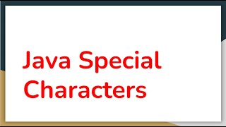 Java Special Character