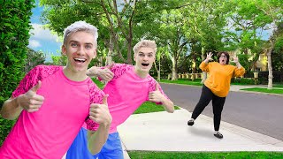 UNDERCOVER as TWIN BROTHERS for 24 HOURS to PRANK MYSTERY NEIGHBOR!!!