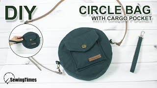 DIY Stylish Circle Bag | 라운드 클러치백 | Free sewing pattern - Round Purse with cargo pocket #sewingtimes