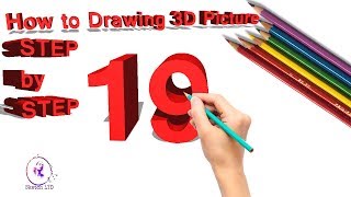 How To Draw 3D Number 19 Easy Step by Step/How to Draw a 3D Ladder - Trick Art For Kids
