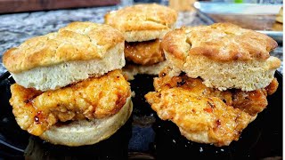 These Hot Honey Chicken Biscuits are SO GOOD!