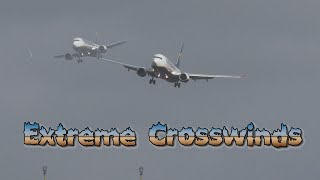 EXTREME Crosswind Landings Two Ryanair Go-Around Missed Approach with ATC bad weather