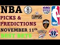 NBA Picks and Predictions November 11 Best Bets Today