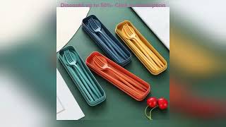 4-piece Portable Utensils, Healthy Eco-Friendly Wheat Straw Cutlery, Reusable Chopstick Fo