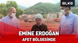 Emine Erdoğan'dan sel felaketinin yaşandığı Bozkurt'a "geçmiş olsun" ziyareti
