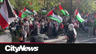 Pro-Palestinian rally at Dorchester Square in downtown Montreal