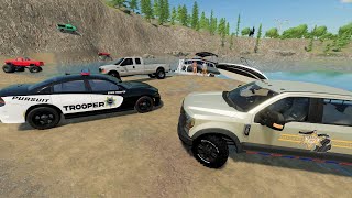 Police give tickets to boats and campers on lake | Farming Simulator 22