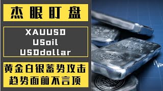 杰眼盯盘——黄金白银蓄势攻击，趋势面前不言顶，XAUUSD