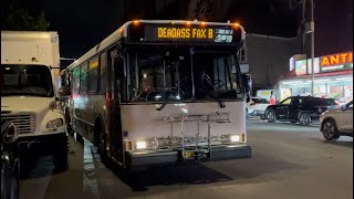 Privately owned Ex Beeline Orion V #654 passing Fordham Road