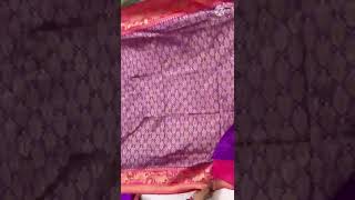 Samah Checkered Banarasi Jacquard, Pure Silk Saree  (Purple, Gold)