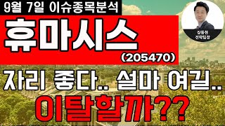 휴마시스(205470) - 자리 좋다.. 설마 여길.. 이탈할까??