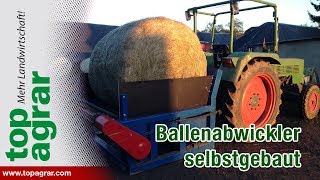 Selbstgebauter schmaler Ballenabwickler