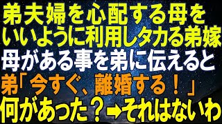 【スカッとする話】弟嫁「姑が嫁を助けるのは当たり前」嫁イビリで苦しんだ母は弟嫁を大事にして助けてきたのに…母にタカり利用しまくる弟嫁。ある日母が弟に連絡すると弟「離婚する」何があった？➡それはないわ