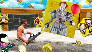 GTA 5 : FRANKLIN Opening BIGGEST PENNYWISE LUCKY BOXES in GTA 5! (GTA 5 mods)
