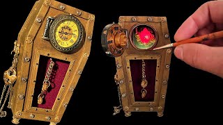 DIY Halloween 🎃 Diorama Glowing Mini Heart | Steampunk Coffin Clock