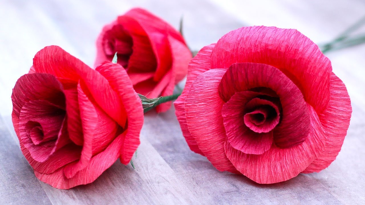 How To Make A Crepe Paper Rose - YouTube