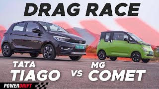 Budget EV Battle | Tata Tiago.ev vs MG Comet EV | Drag Race | PowerDrift