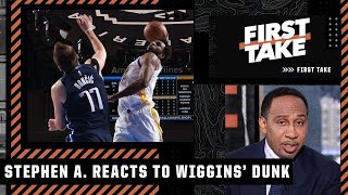 Stephen A. & JJ Redick react to Andrew Wiggins' vicious dunk on Luka Doncic 🏀 | First Take