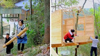 We built a super big tree house in the mountains