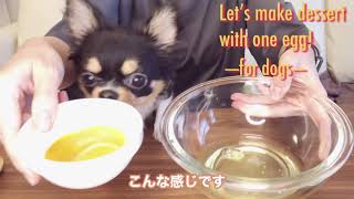 料理に夢中なワンコ♡卵一個でたまごパンを作ってみたよ！【Chihuahua】🐶Let's make dessert with one egg/for dogs/egg soufflé/