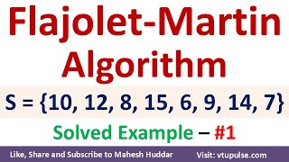 1. Flajolet Martin Algorithm Example | FM Solved Example | Big Data Analytics by Vidya Mahesh Huddar