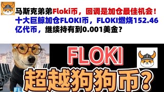 马斯克弟弟Floki币，回调是加仓最佳机会！十大巨鲸加仓FLOKI币，FLOKI燃烧152.46亿代币，继续持有到0.001美金？Floki币|马斯克弟弟发行币|Floki币行情分析！