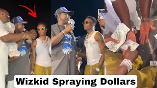 NEW YEAR JAMZ, WIZKID SURPRISES KWAM1 AS HE SPRAYS HIM 15 MILLION NAIRA ON STAGE AT  ALL WHITE PARTY