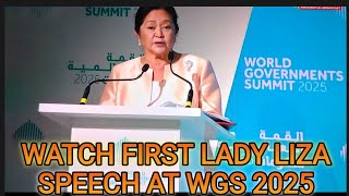 WATCH! FIRST LADY LIZA SPEECH  AT WORLD GOVERMENTS SUMMITS UAE