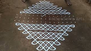 15 x 3 x 3 dots margazhi madha beautiful sikku kolam | elegant kambi kolam | SathyaSelva Arts