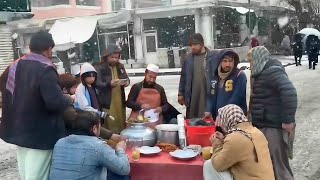 Most Delicious Street Foods on a Snowy Day in Kabul, Afghanistan 😋