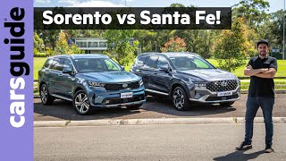 Hyundai Santa Fe vs Kia Sorento 2021 comparison review: 7-seater diesel AWD SUVs face off!
