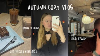 autumn cozy vlog | планы на ноябрь, завтраки в кофейнях, тихие будни & вечерняя рутина 🍂🍯🥜