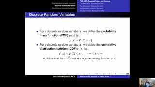 Simulation Modeling 15 Modeling Discrete Random Variables