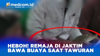 Heboh! Remaja di Jaktim Bawa Buaya Saat Tawuran