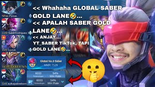 KETEMU PUBLIC ON MIC MALAH DIKETAWAIN GLOBAL SABER GOLD LANE🤫 AUTO DIBIKIN KAGUM❗MLBB