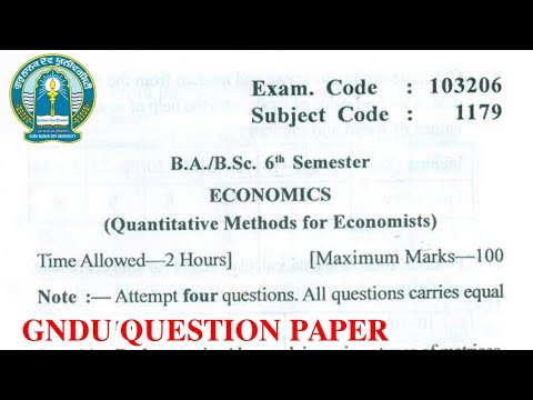 Gndu BA / Bsc 6th Semester Economics Question Paper || Ba 6th Semester ...